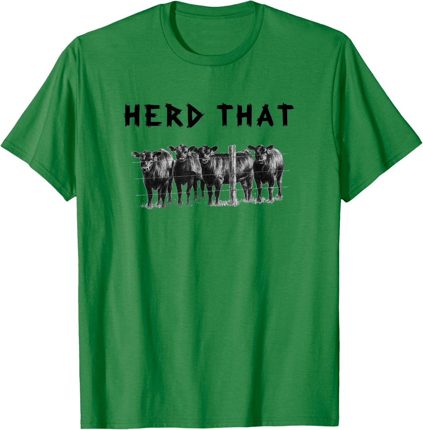Funny Cow Herd That Cow Black Angus - Grey, X-Small, -Adults, Short Sleeve T-Shirt - T-Shirt | Irish Green