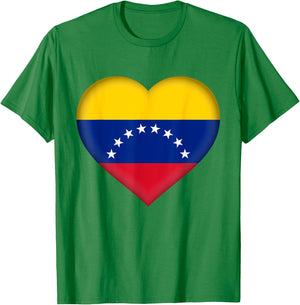 I Love Venezuela | Venezuelan Flag Heart Outfit T-Shirt - T-Shirt | Irish Green