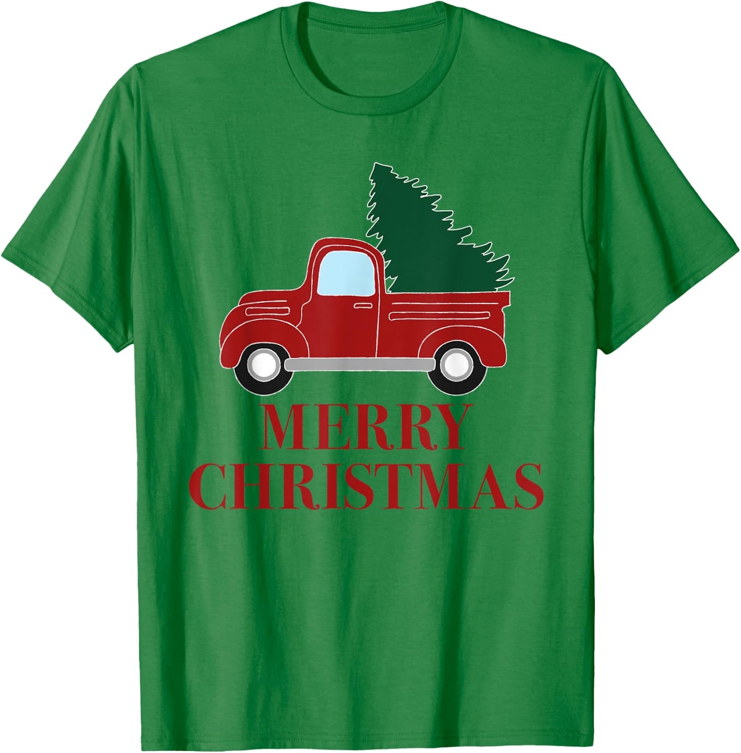 Vintage Red Truck with Christmas Tree T-Shirt - T-Shirt | Irish Green