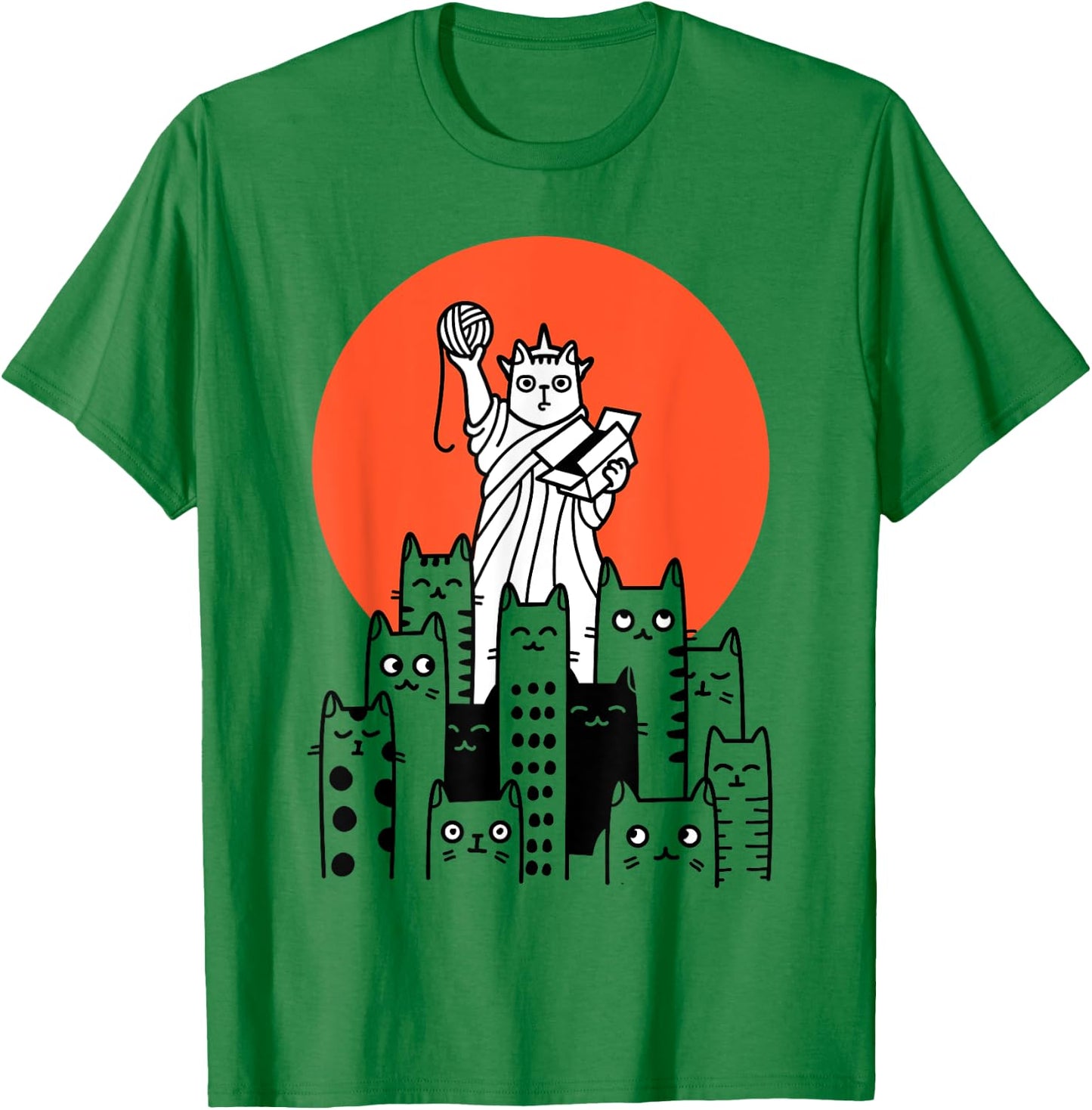 Cat in New York, NYC, America, USA, Patriot, Manhattan T-Shirt - T-Shirt | Irish Green