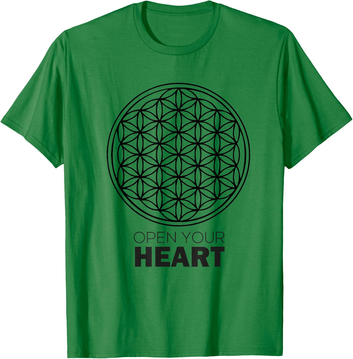Flower Of Life - Open Your Heart. Sacred Geometry T-Shirt - T-Shirt | Irish Green