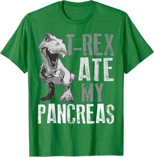 T-Rex Ate My Pancreas Shirt | Diabetes Dinosaur Lovers Gift T-Shirt - T-Shirt | Irish Green
