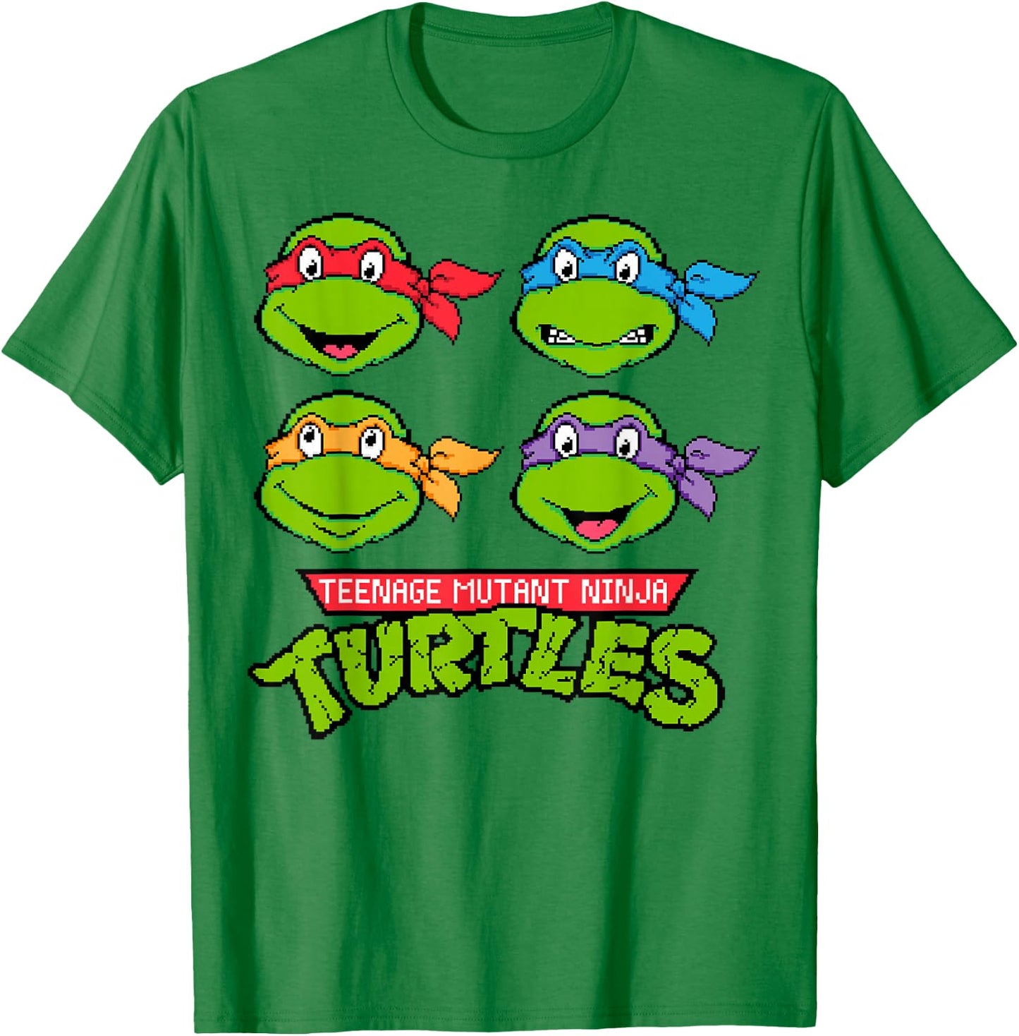 Teenage Mutant Ninja Turtles 16-Bit Turtle Heads T-Shirt - T-Shirt | Irish Green