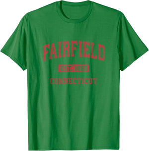 Fairfield Connecticut CT Vintage Athletic Sports Design T-Shirt - T-Shirt | Irish Green