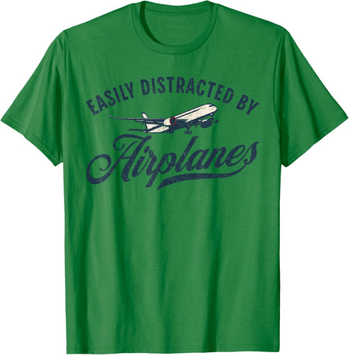 Funny Aviation Easily Distracted By Airplanes Plane Lover Vintage Aviation