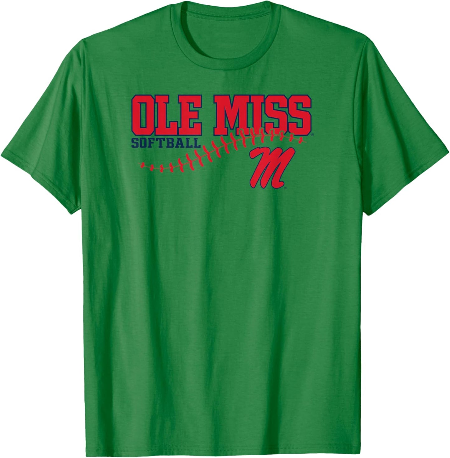 Mississippi Ole Miss Rebels Softball Laces Gray T-Shirt - T-Shirt | Irish Green