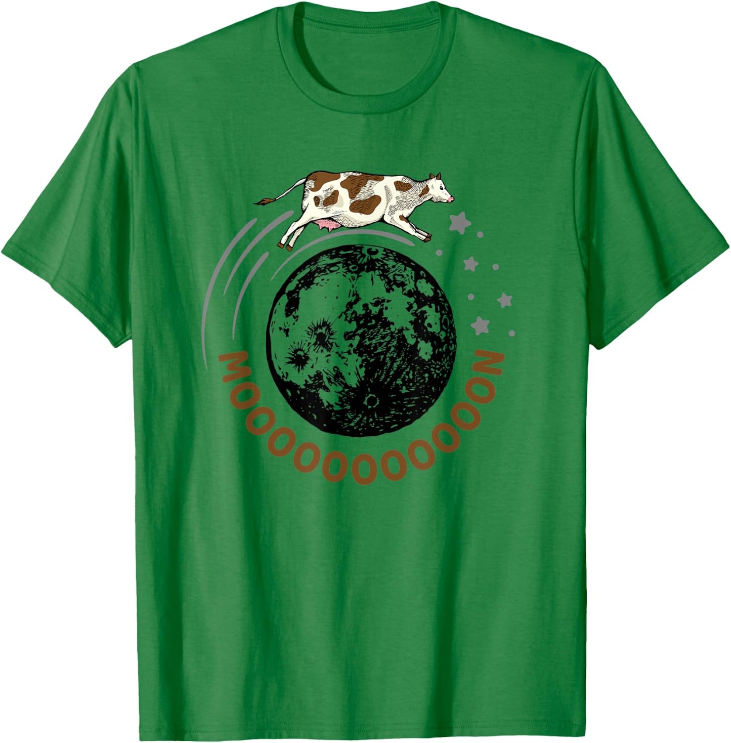 Cow Jumps Over Moon, Astronomy Moon Moo Pun T-Shirt - T-Shirt | Irish Green