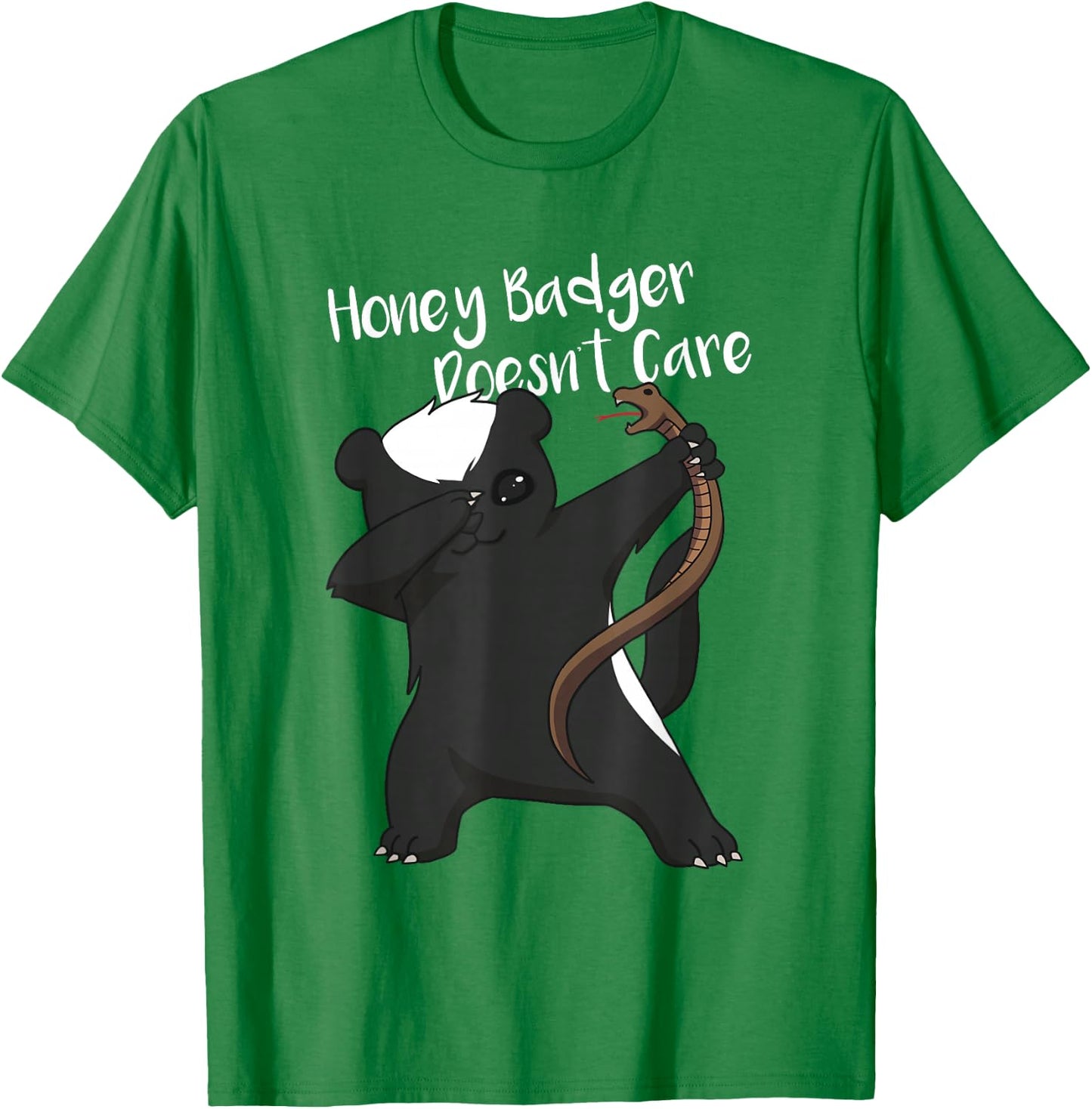 Honey Badger Doesn't Care Funny Animal Dabbing T Shirt T-Shirt - T-Shirt | Irish Green