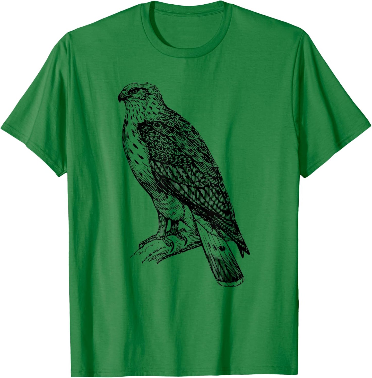 Hawk Ornithology Shirt Black Line Drawing T-Shirt - T-Shirt | Irish Green