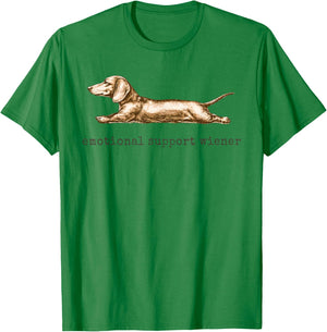 Emotional Support Wiener Funny Dachshund Dog Owner T-Shirt - T-Shirt | Irish Green