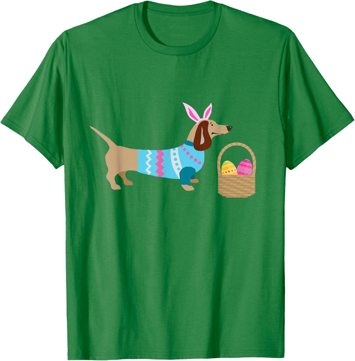 Weiner Daschund Easter Doxie in Dog Dress Men Women Kids T-Shirt - T-Shirt | Irish Green