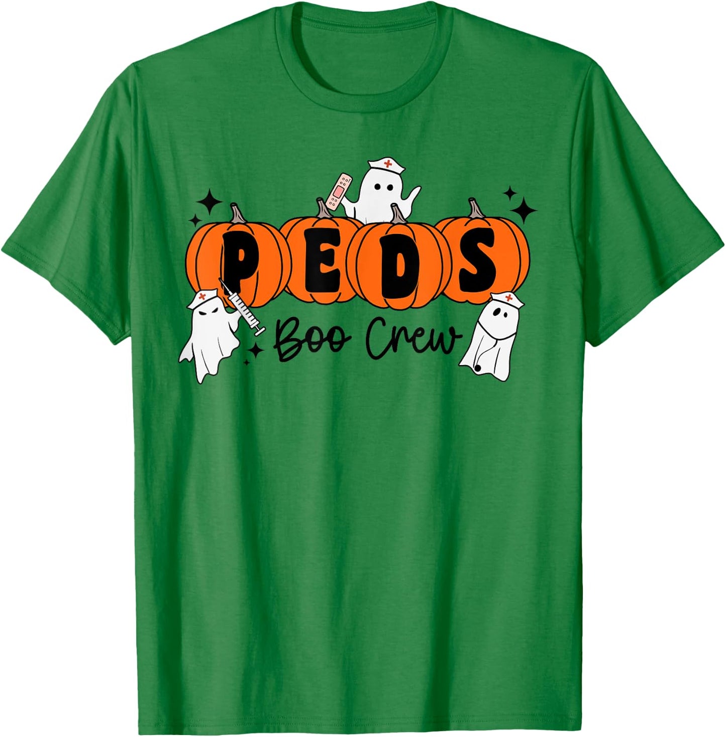 Peds Boo Crew Pumpkin Ghost Pediatric Nurse Halloween T-Shirt - T-Shirt | Irish Green
