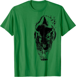 Buffalo Shirt American Bison Shirt snow Western Shirt Gift T-Shirt - T-Shirt | Irish Green