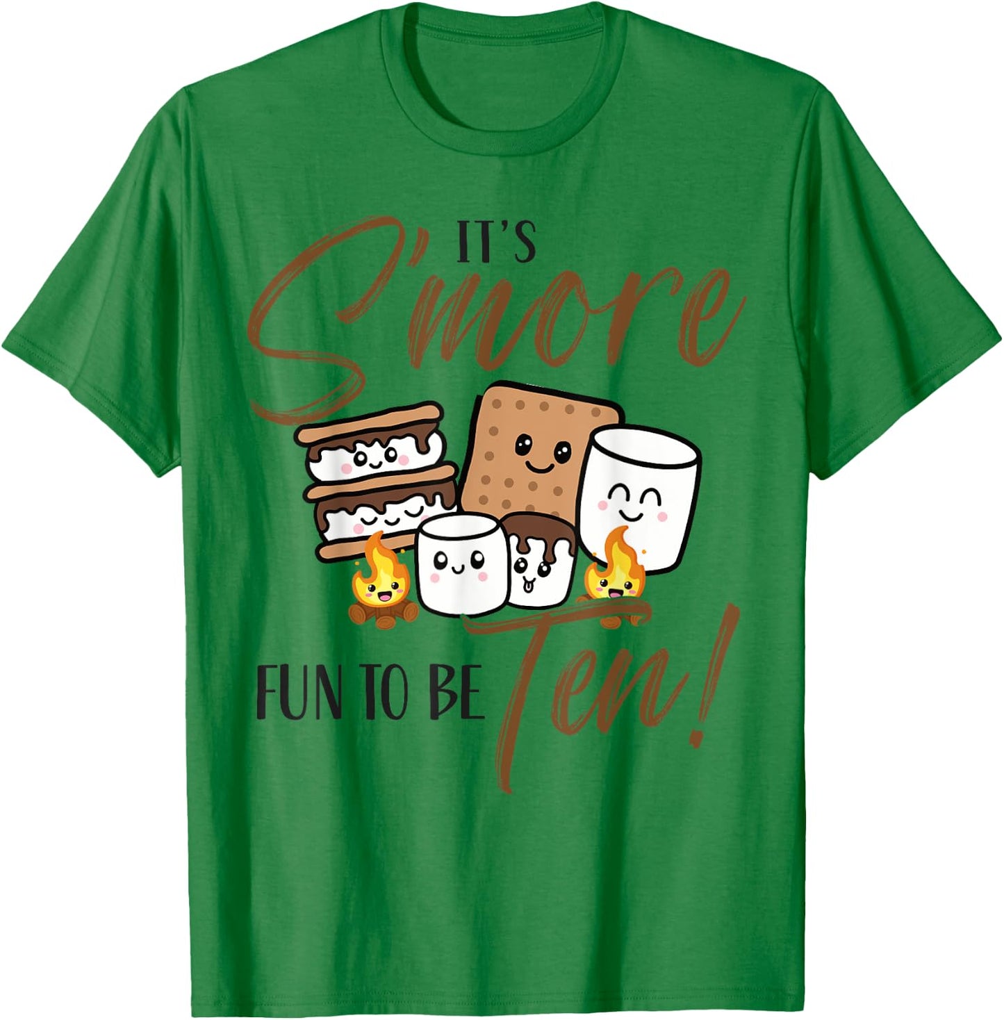 10th Birthday Campfire Marshmallow It's S'more Fun To Be Ten T-Shirt - T-Shirt | Irish Green