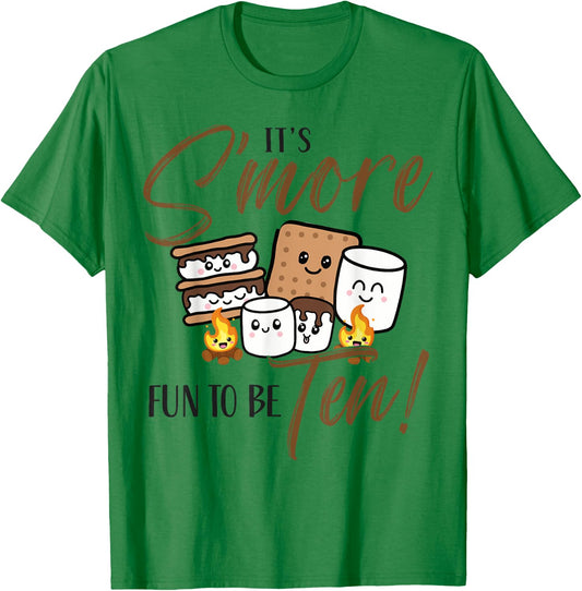 10th Birthday Campfire Marshmallow It's S'more Fun To Be Ten T-Shirt - T-Shirt | Irish Green