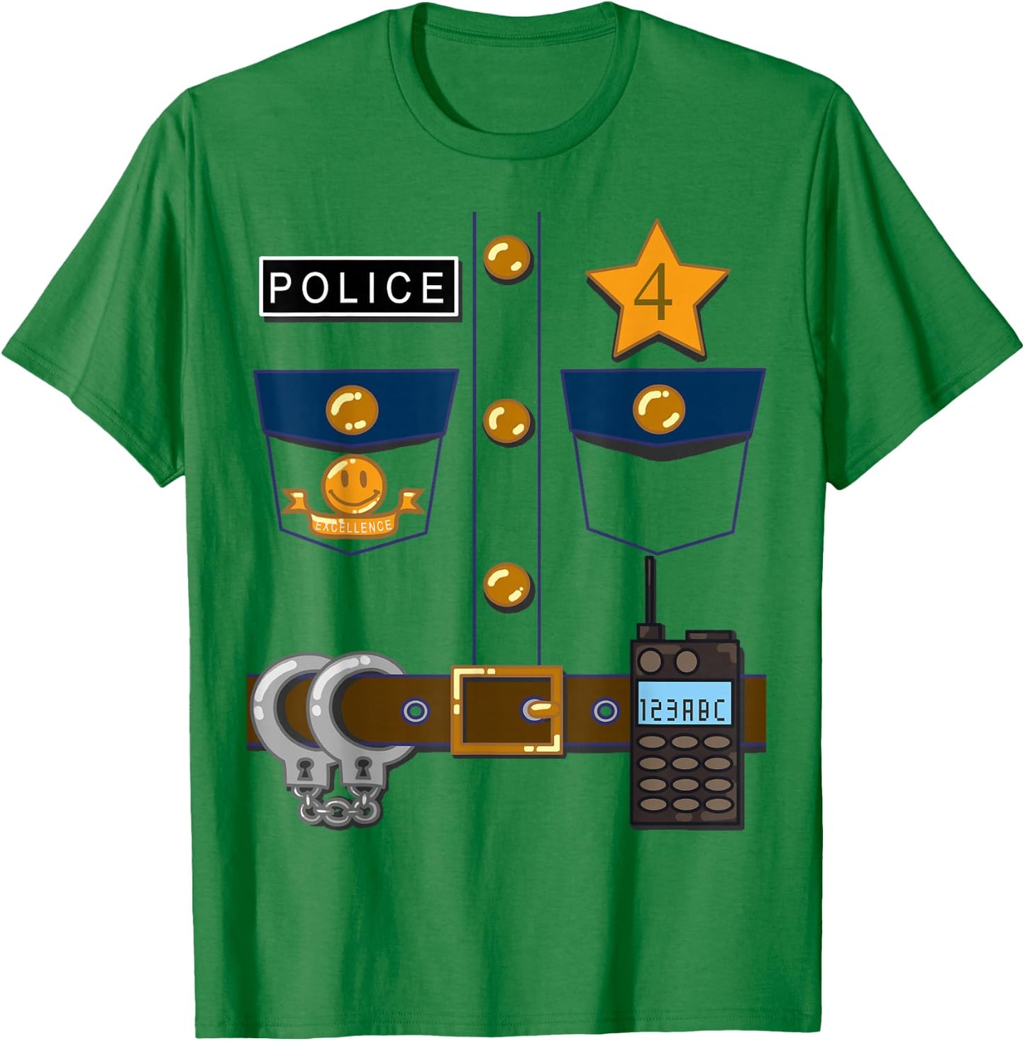 Policeman Costume Funny Birthday 4 Year Old T Shirt T-Shirt - T-Shirt | Irish Green