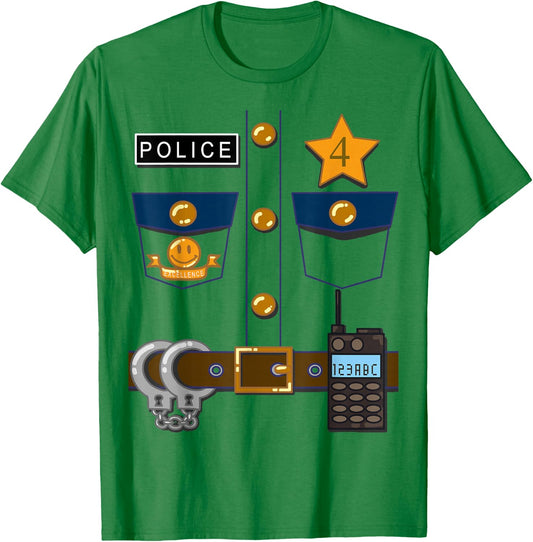 Policeman Costume Funny Birthday 4 Year Old T Shirt T-Shirt - T-Shirt | Irish Green