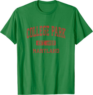 College Park Maryland MD Vintage Athletic Sports Design T-Shirt - T-Shirt | Irish Green