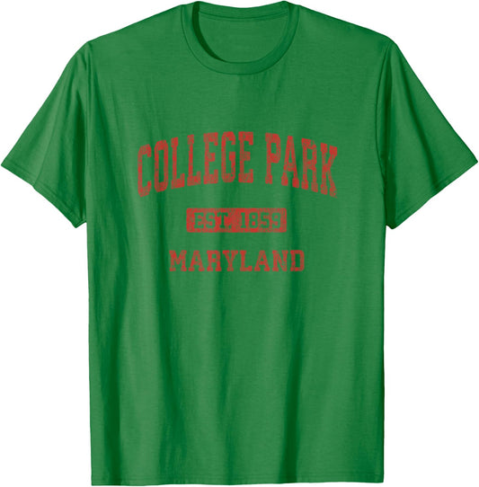 College Park Maryland MD Vintage Athletic Sports Design T-Shirt - T-Shirt | Irish Green