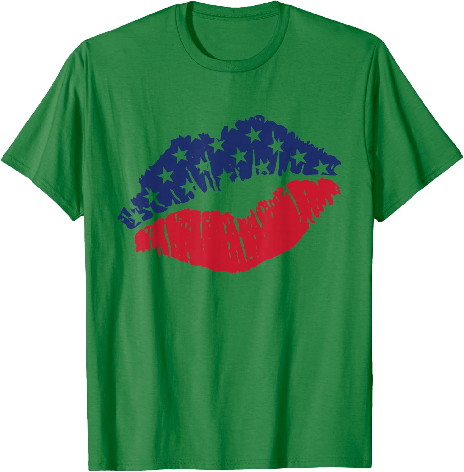 4th of July USA Flag Kiss Lips Patriotic T-Shirt - T-Shirt | Irish Green