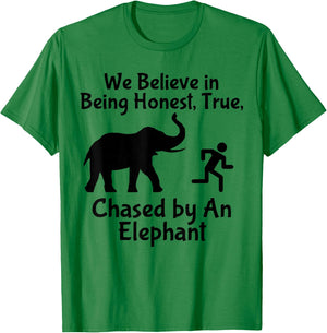 LDS Funny Chased by an Elephant Mormon Faith T-Shirt - T-Shirt | Irish Green
