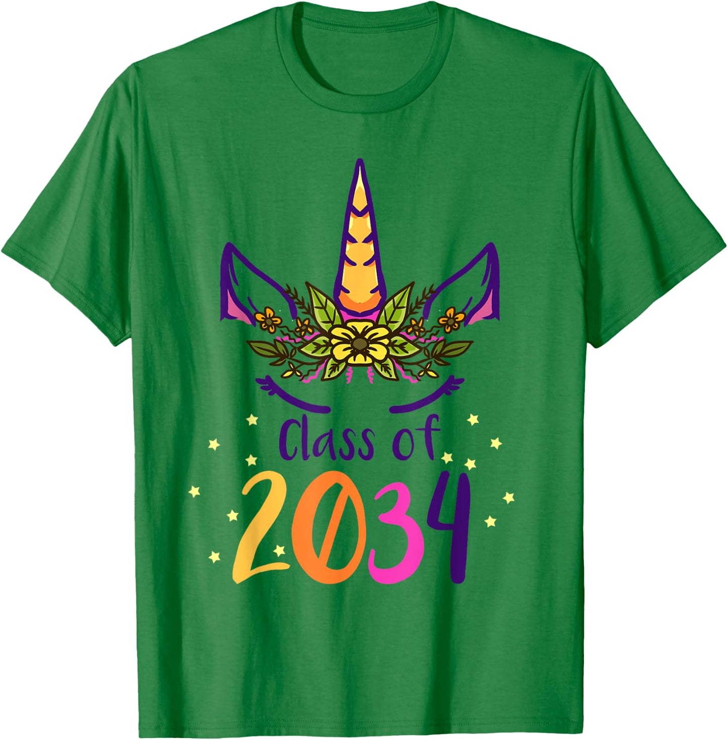 Unicorn Class Of 2034 Grow With Me Kindergarten Girls Gift T-Shirt - T-Shirt | Irish Green