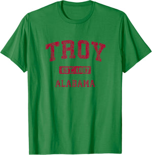 Troy Alabama AL Vintage Athletic Sports Design T-Shirt - T-Shirt | Irish Green