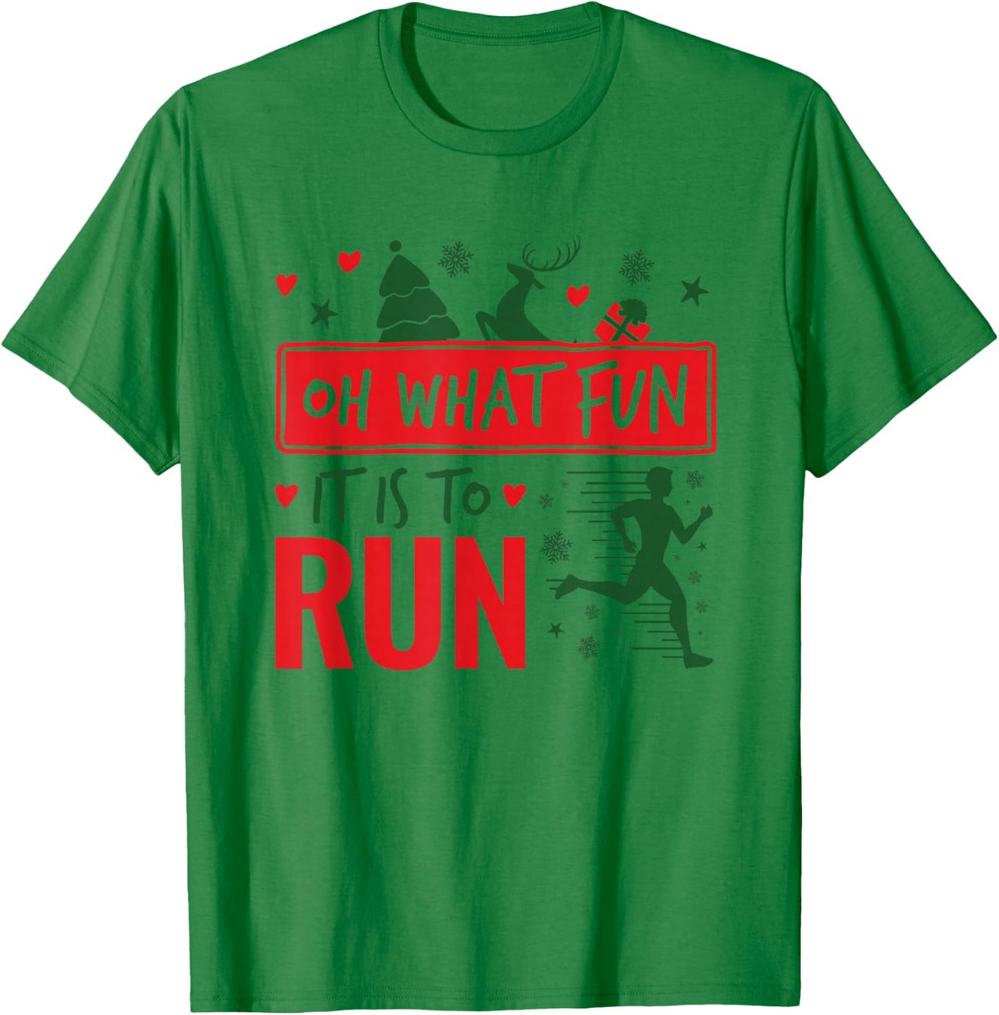 Oh What Fun It Is To Run Runner Christmas T-Shirt - T-Shirt | Irish Green