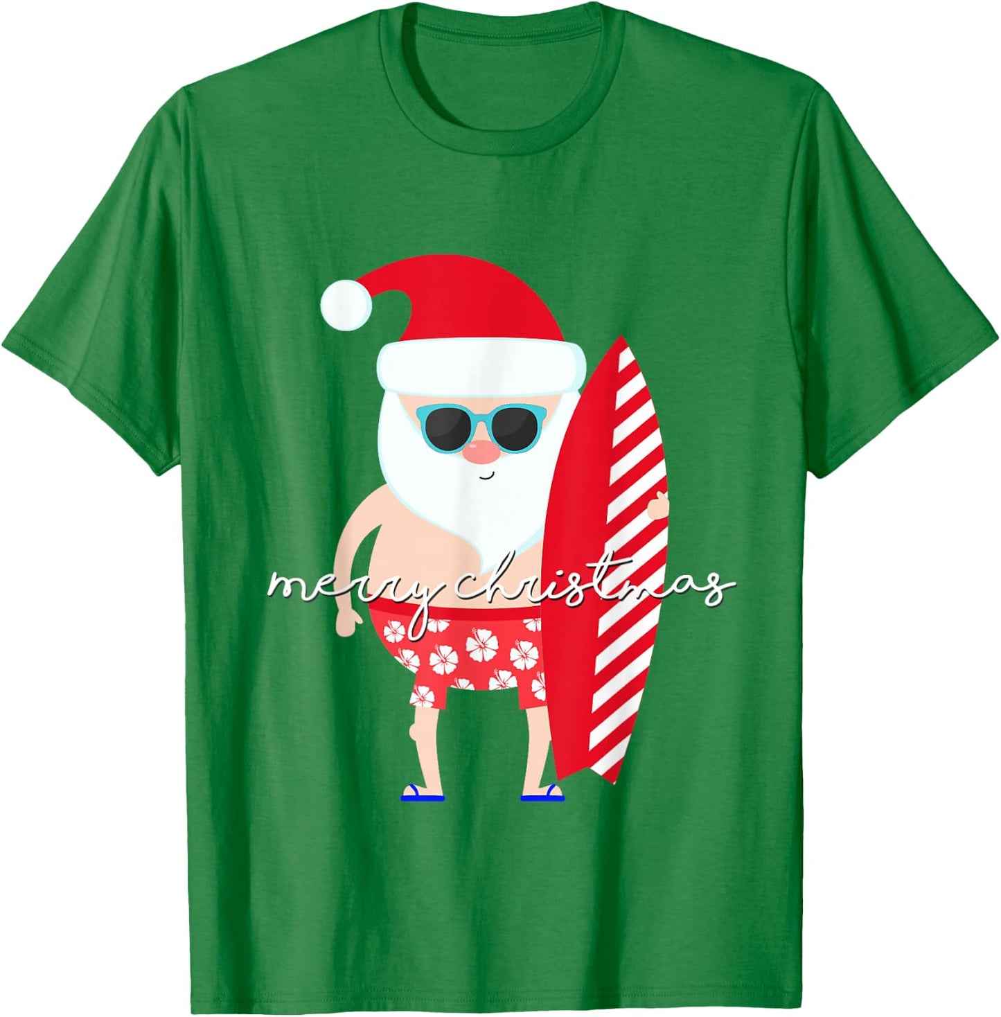 Surfer Santa Surfing Matching Family for Christmas Vacation T-Shirt - T-Shirt | Irish Green