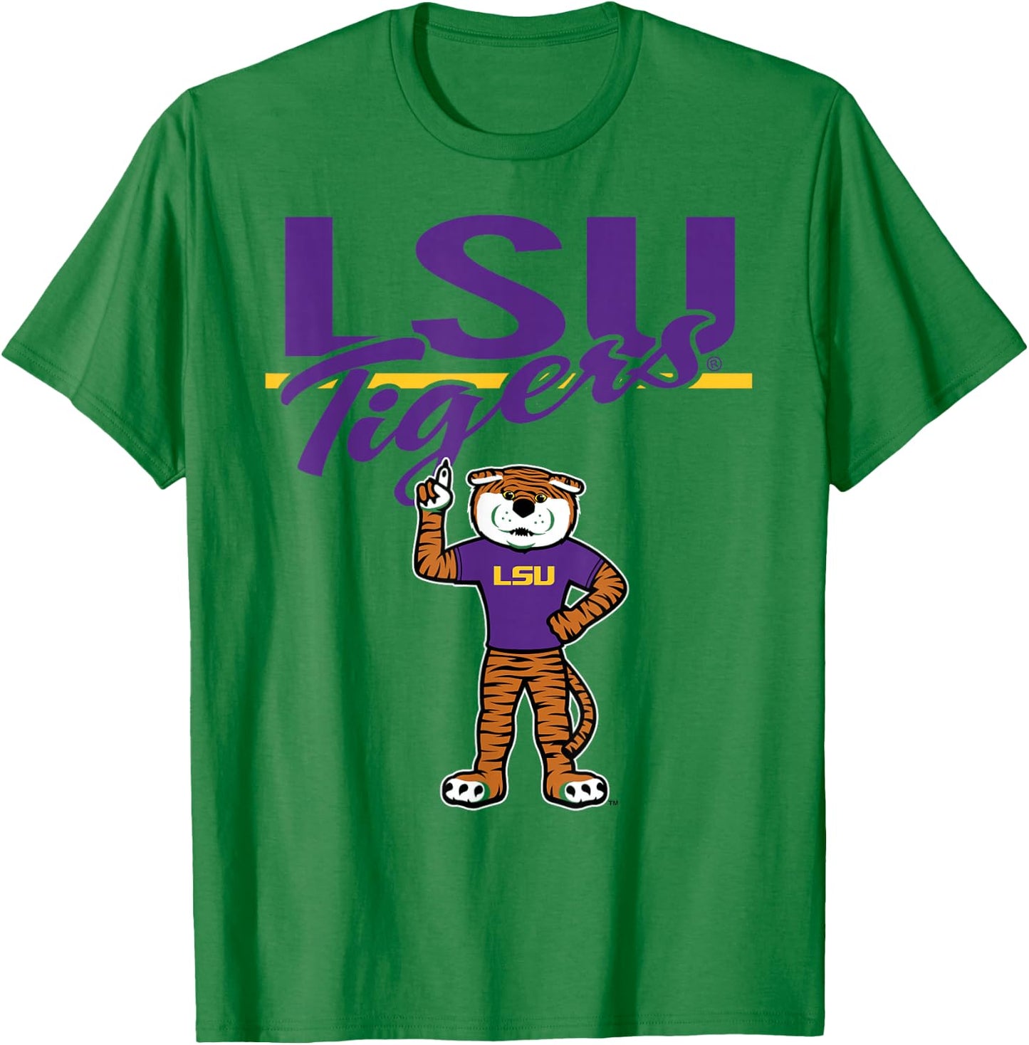 LSU Tigers Mascot Gray Officially Licensed T-Shirt - T-Shirt | Irish Green