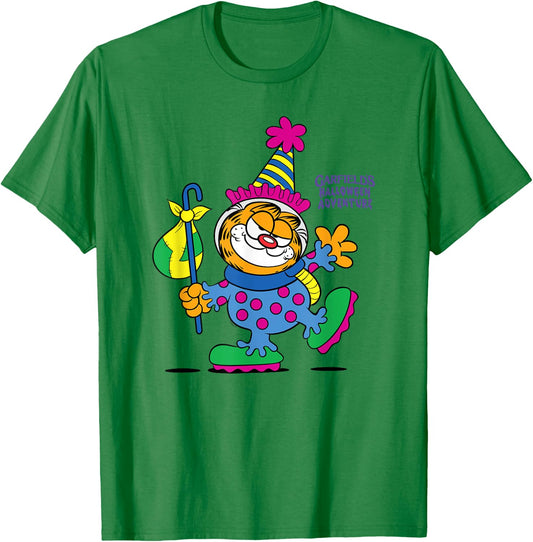 Garfield Clown Halloween Adventure Cartoon Cat T-Shirt - T-Shirt | Irish Green