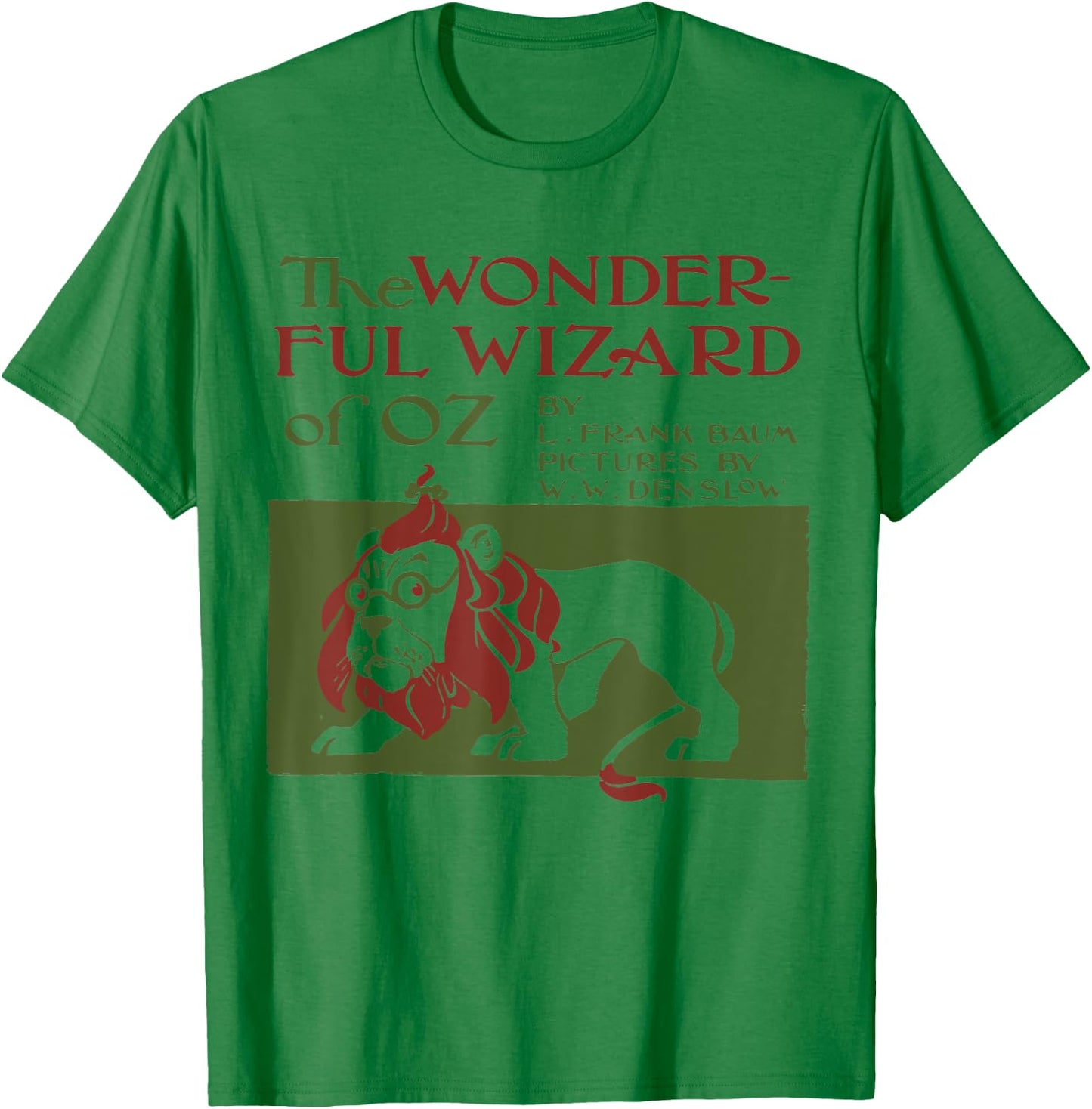 Vintage Classic Book Cover Wizard of Oz, Cowardly Brave Lion T-Shirt - T-Shirt | Irish Green
