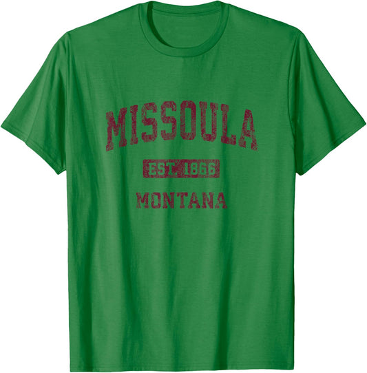 Missoula Montana MT Vintage Athletic Sports Design T-Shirt - T-Shirt | Irish Green
