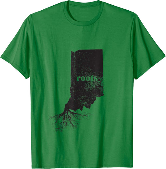 Indiana Roots State Map Shirt Home Grown Love Pride Gift T-Shirt - T-Shirt | Irish Green