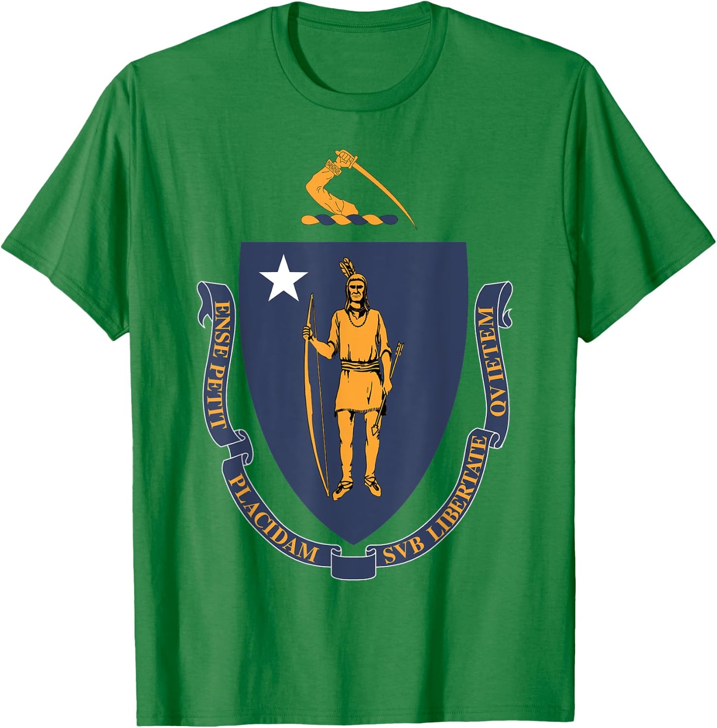 Massachusetts MA state Flag USA T Shirt T-Shirt - T-Shirt | Irish Green