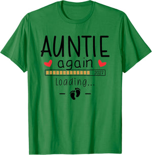 Auntie Again Est 2027 Second Pregnancy Announcement for Aunt T-Shirt - T-Shirt | Irish Green