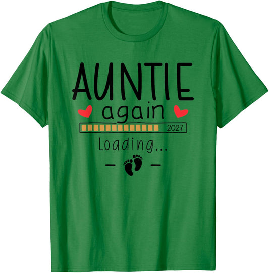 Auntie Again Est 2027 Second Pregnancy Announcement for Aunt T-Shirt - T-Shirt | Irish Green
