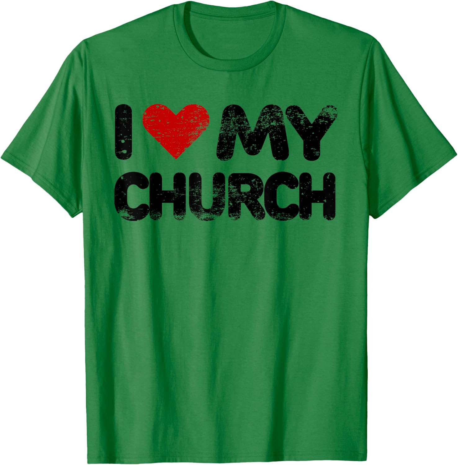 I Love My Church Christian Bible Verse Quote Heart T Shirt T-Shirt - T-Shirt | Irish Green