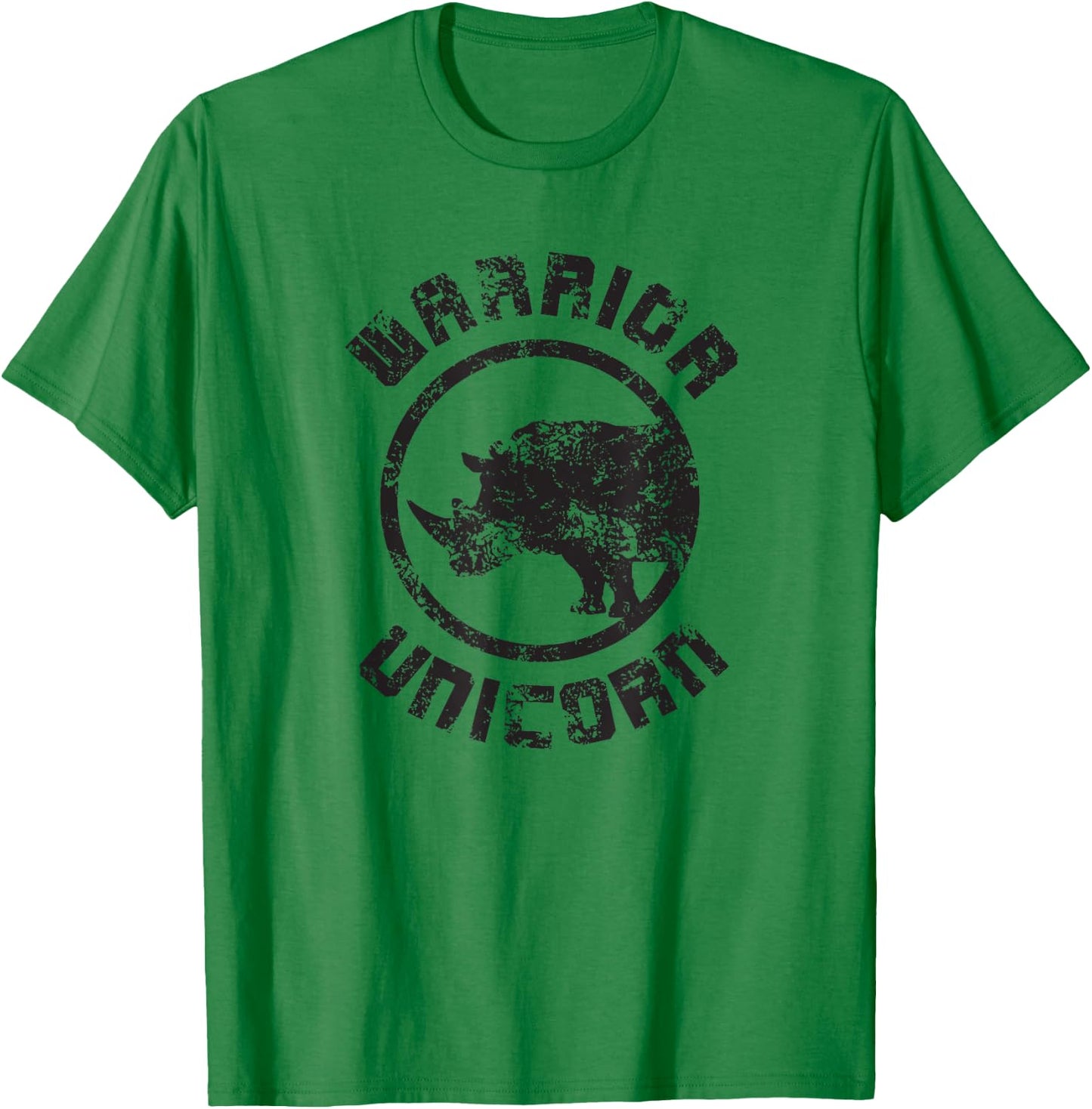 Warrior Unicorn Rhino Distressed T-Shirt - T-Shirt | Irish Green