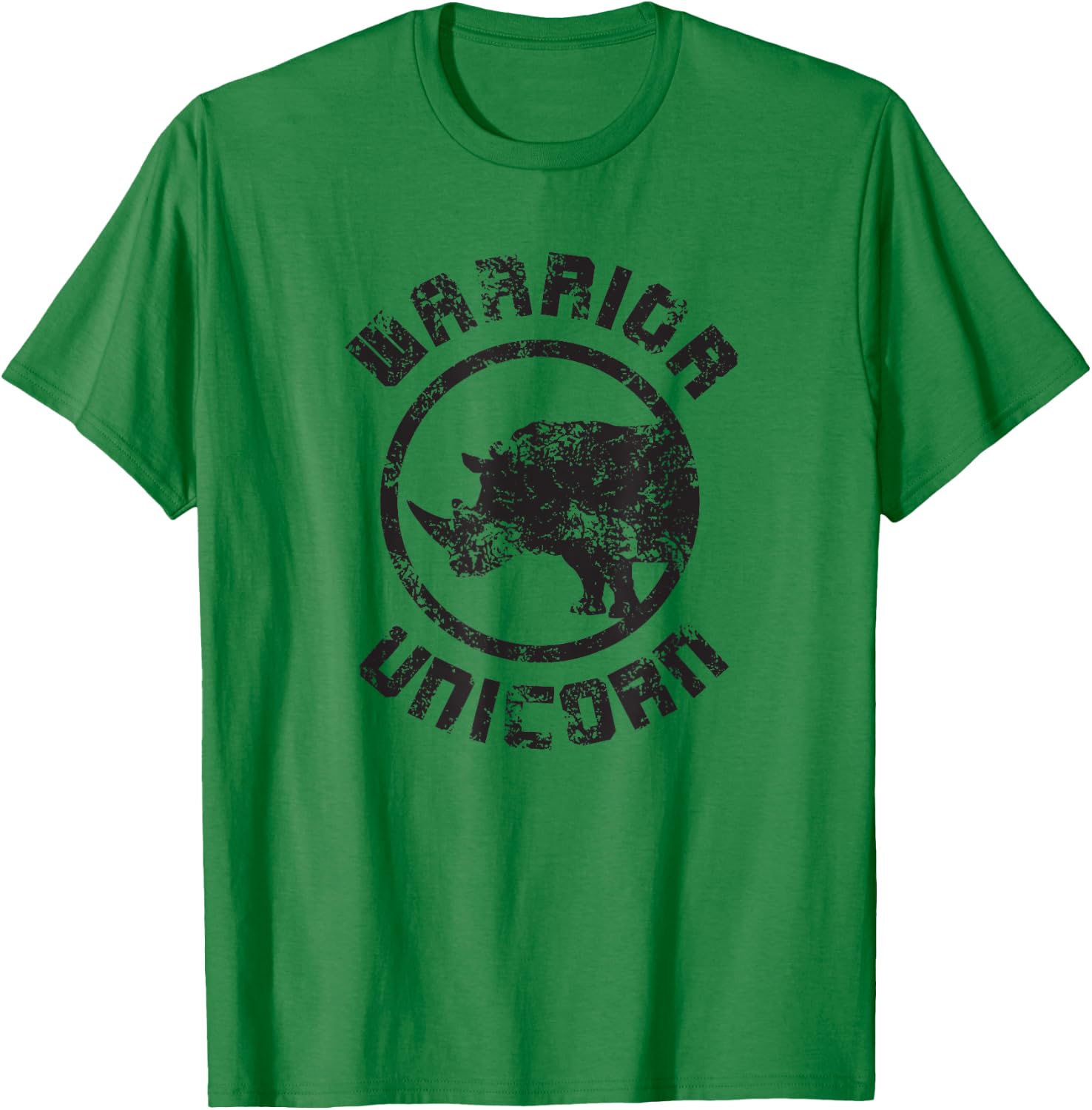 Warrior Unicorn Rhino Distressed T-Shirt - T-Shirt | Irish Green
