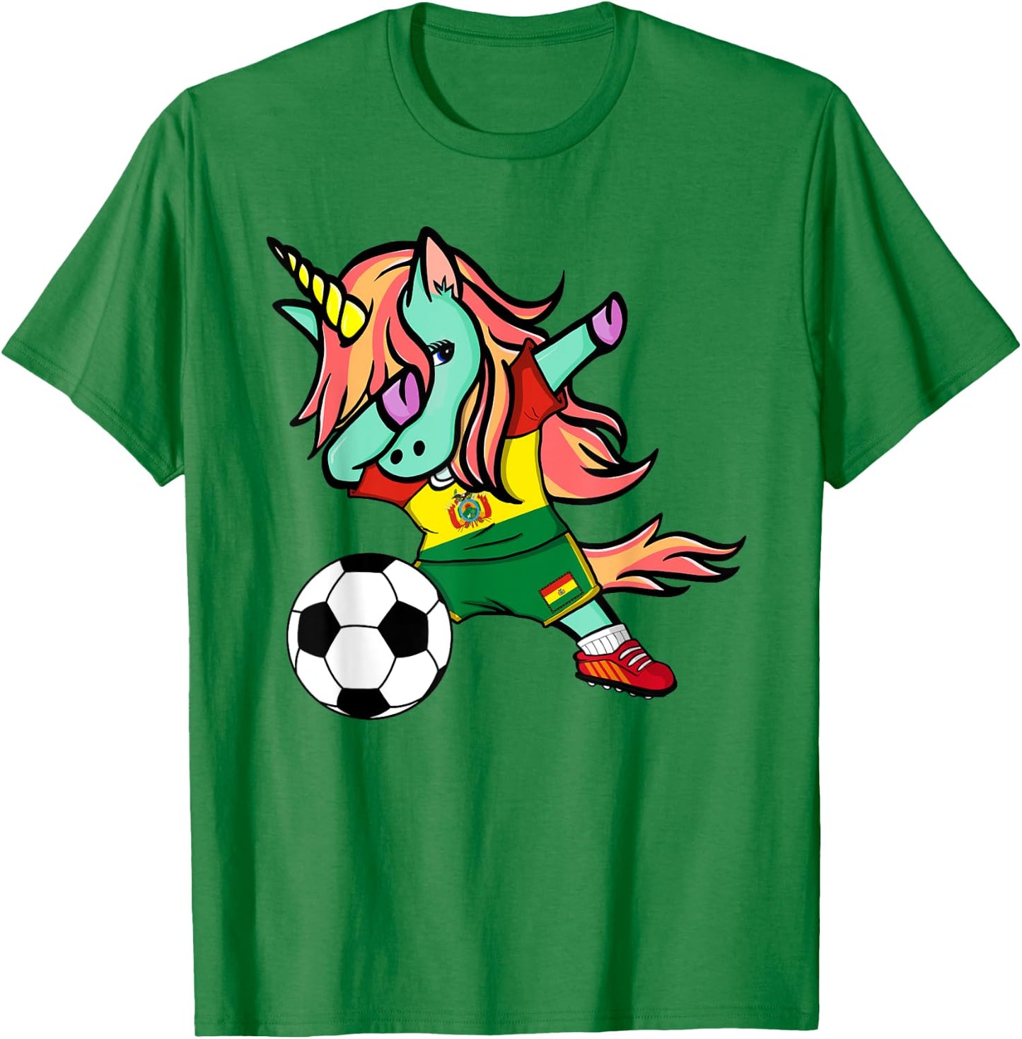 Unicorn Dab Bolivia Soccer Jersey Bolivian Football Lover T-Shirt - T-Shirt | Irish Green