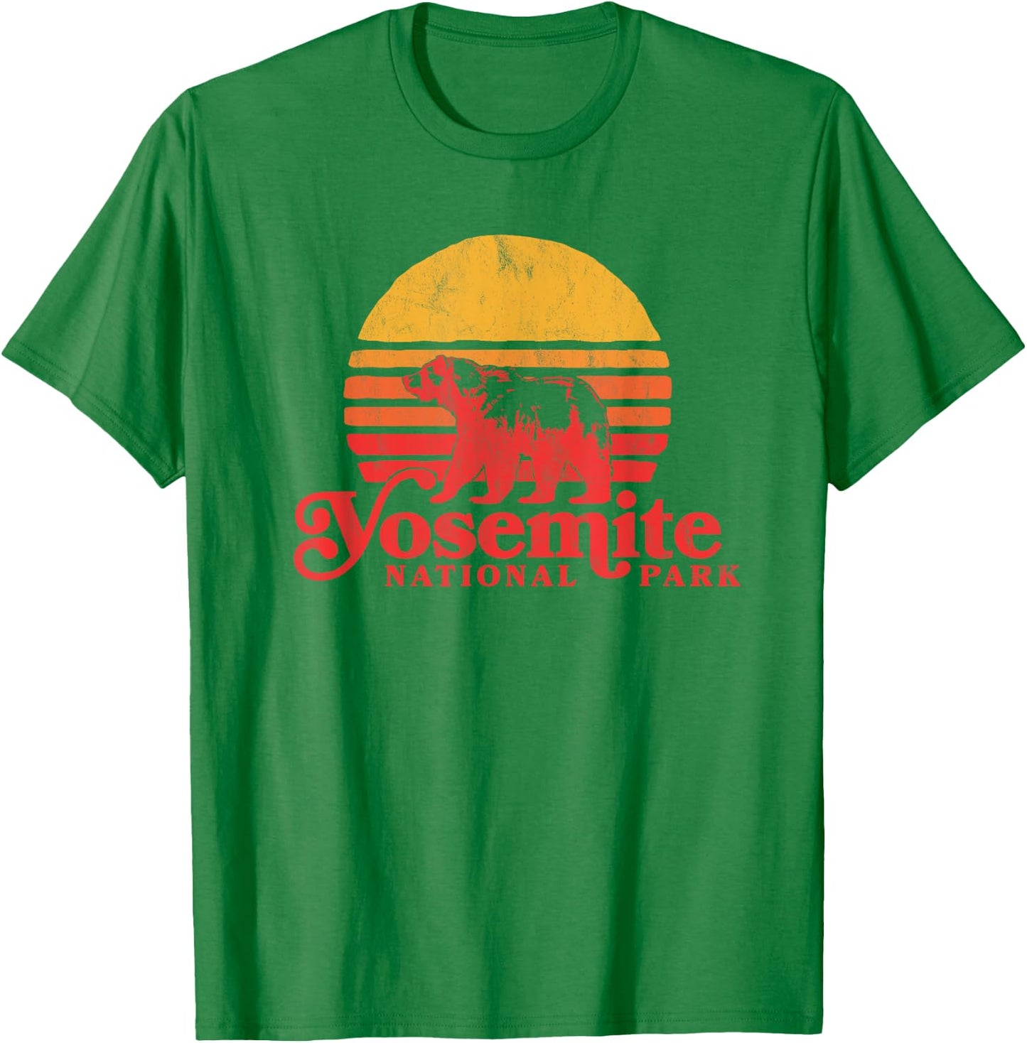 Retro Yosemite National Park Shirt - Bear & Vintage Sun T-Shirt - T-Shirt | Irish Green