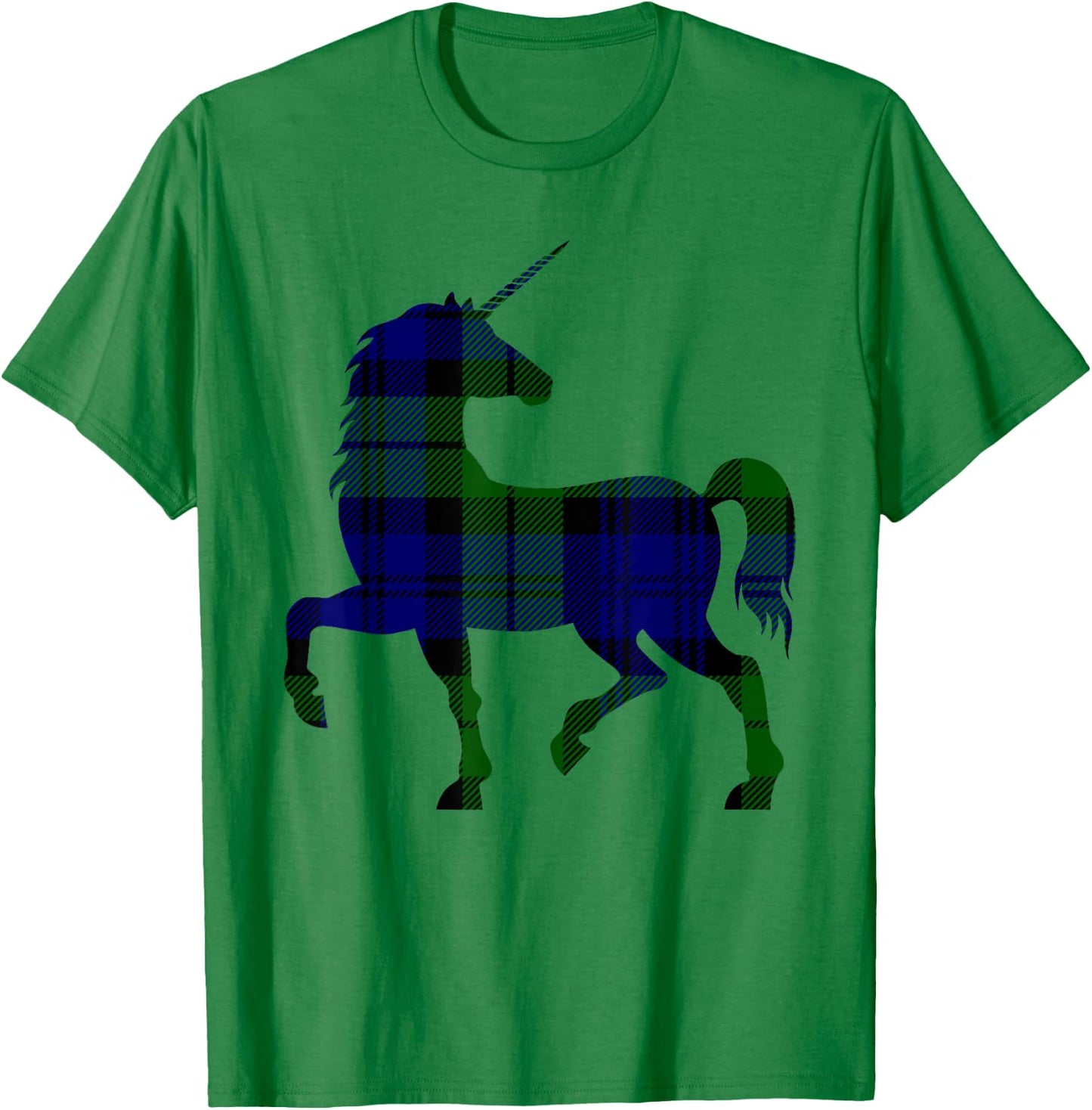 Black Watch Plaid Unicorn Scottish Pride Tartan T-Shirt - T-Shirt | Irish Green