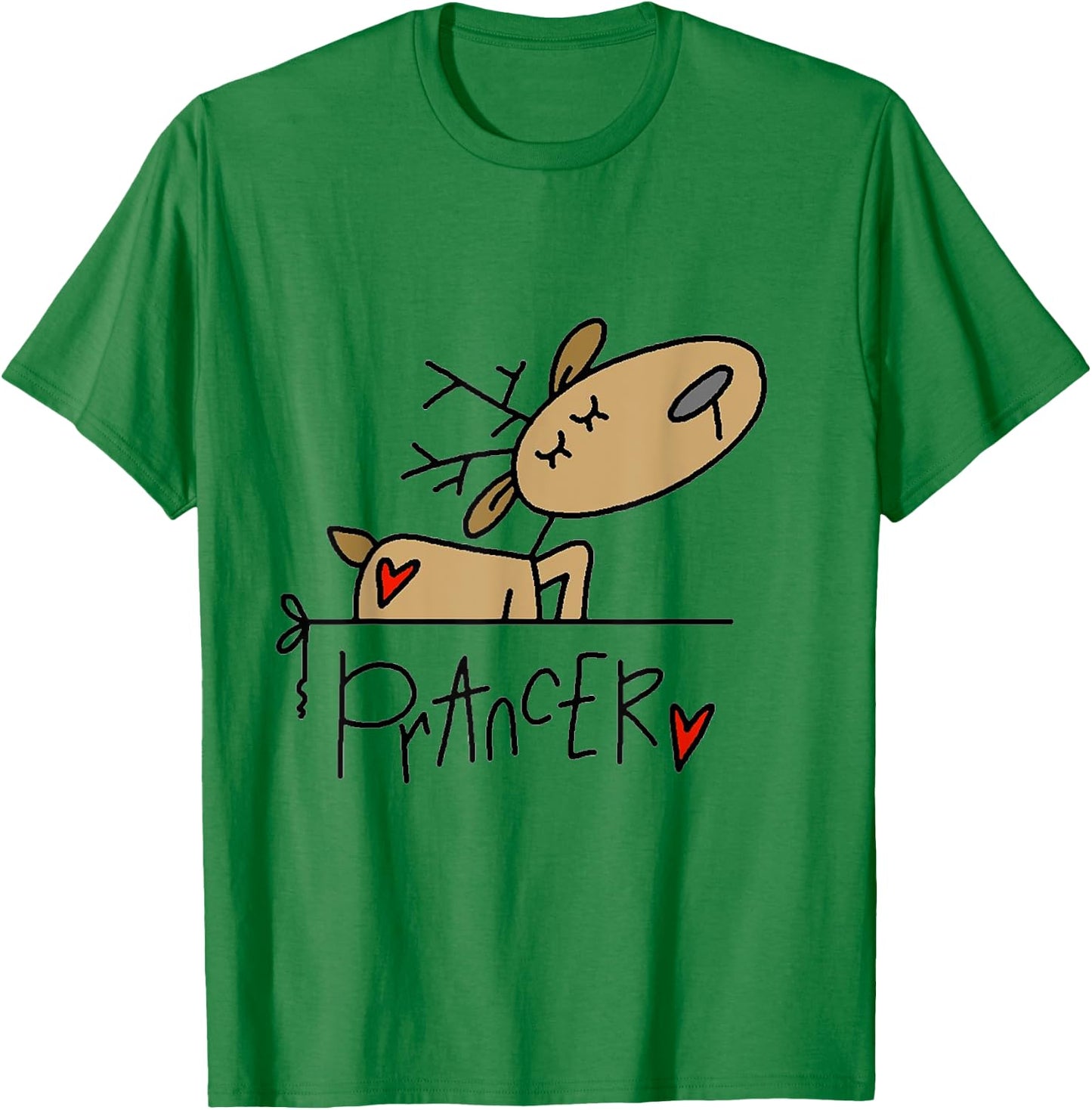 Funny Prancer Reindeer Christmas Holiday T-Shirt - T-Shirt | Irish Green