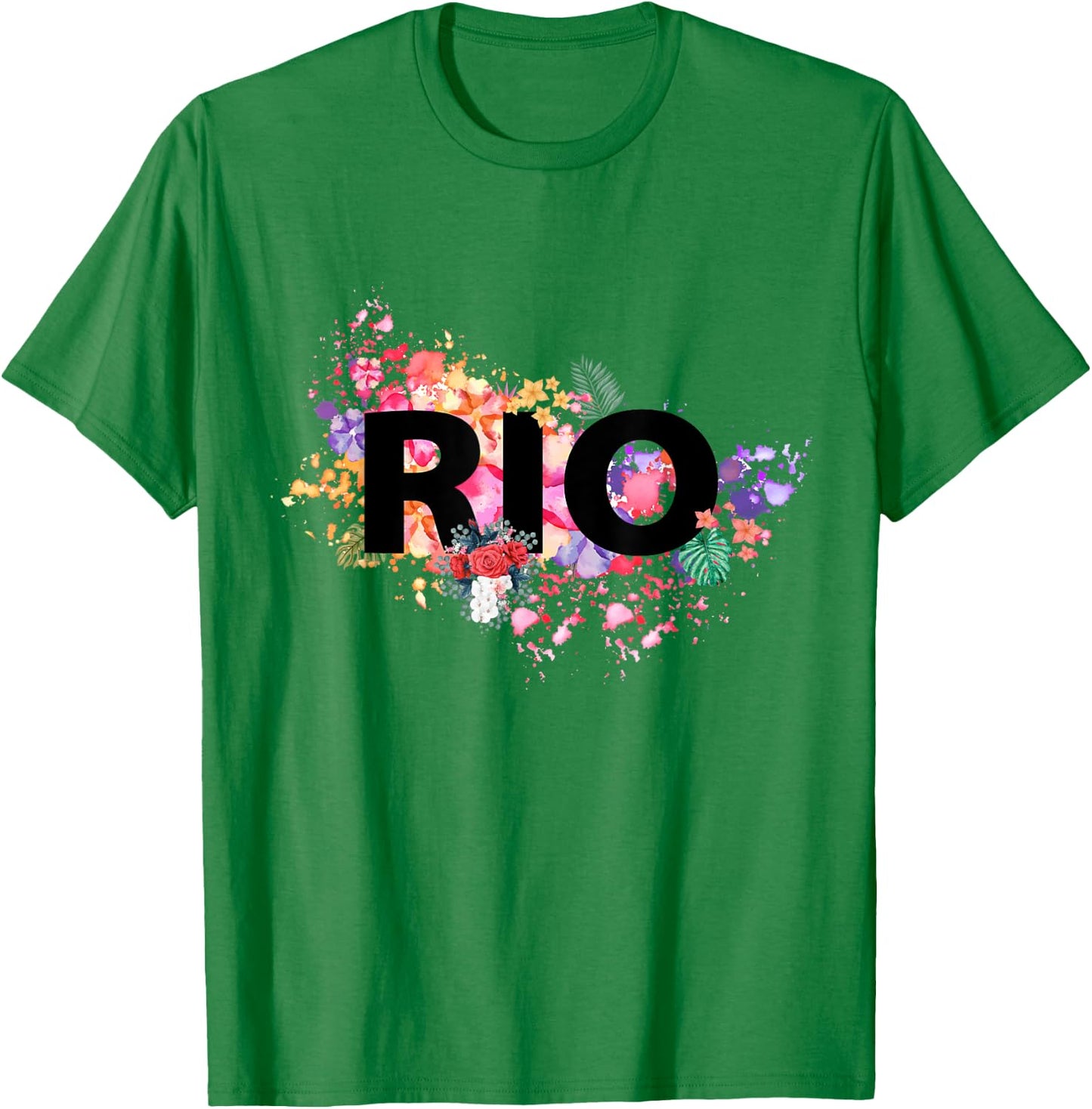 Rio De Janeiro Brazil Vacation with Tropical Hibiscus Flower T-Shirt - T-Shirt | Irish Green