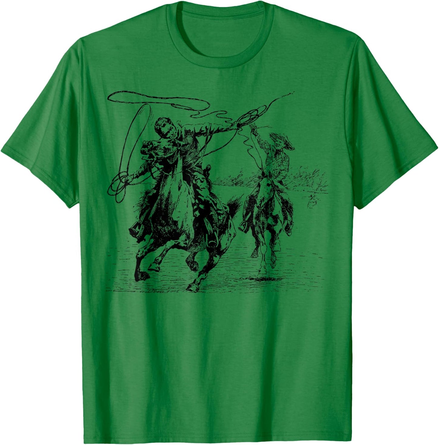 Cowboy Rodeo Cow Horse Yeehaw Novelty Vintage Retro T-Shirt - T-Shirt | Irish Green