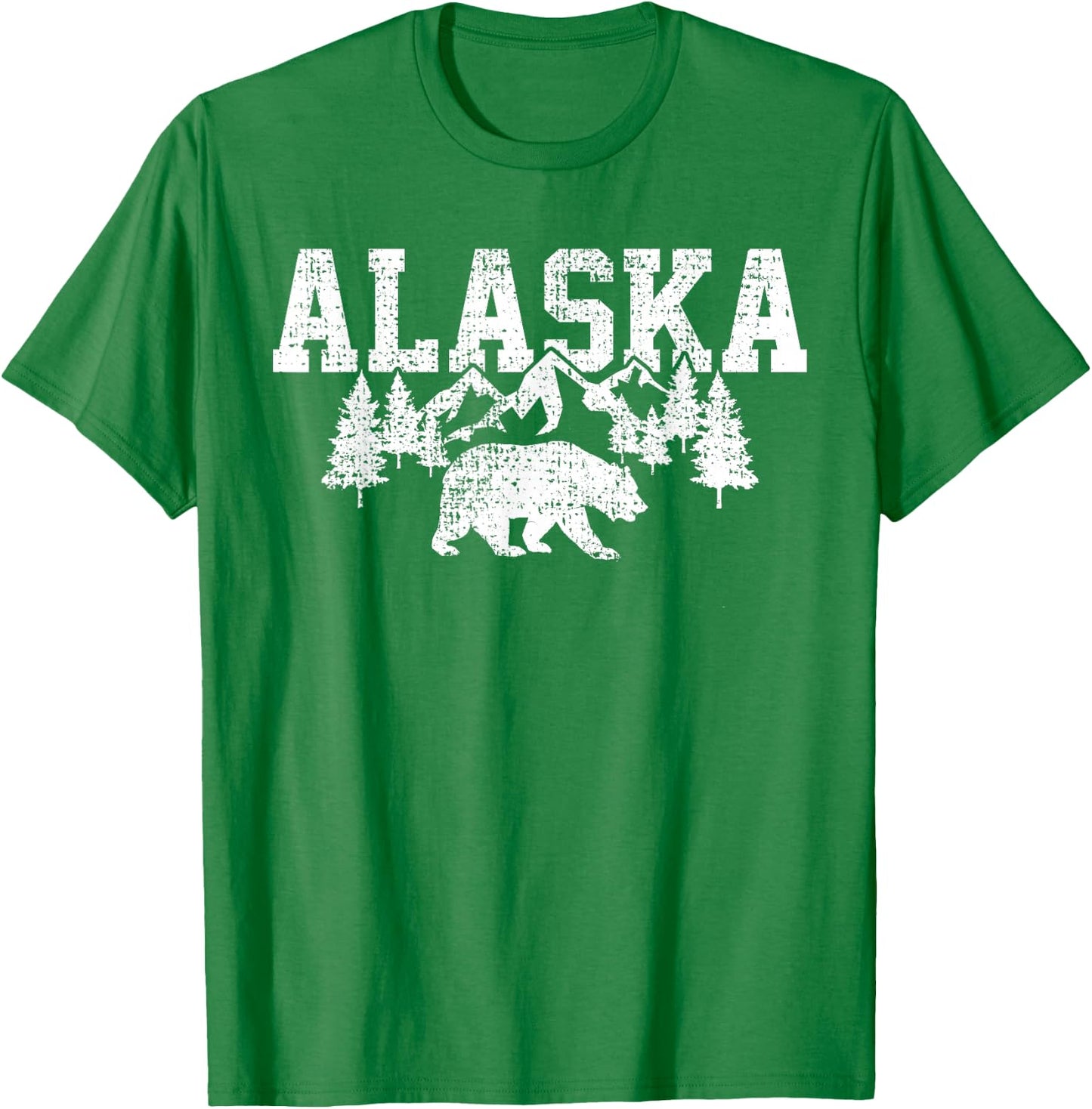 Alaska Mountains Forest Hunting USA T-Shirt - T-Shirt | Irish Green