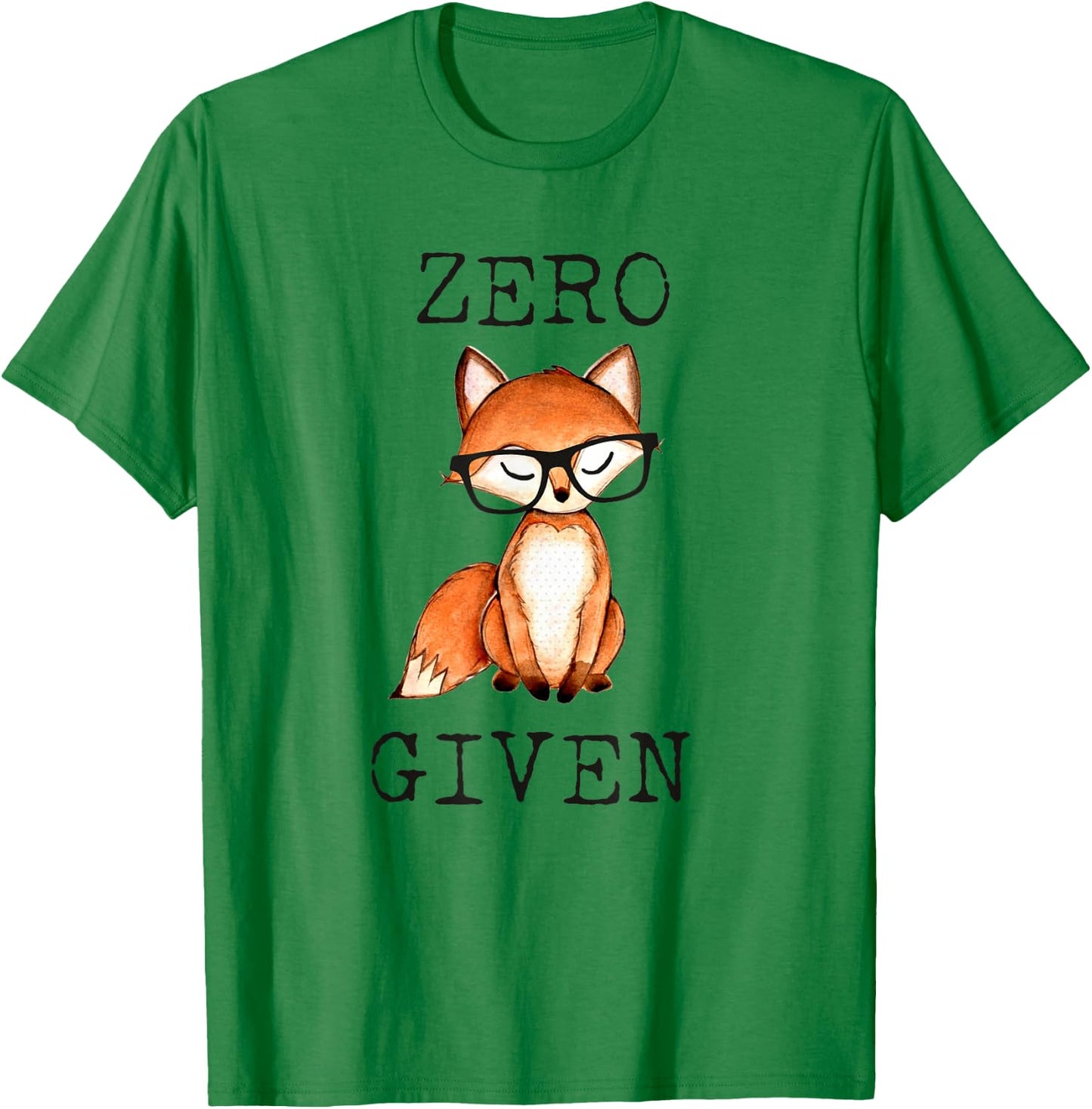 Zero Fox Given Funny Fox Shirt With Hipster Nerd Glasses T-Shirt - T-Shirt | Irish Green