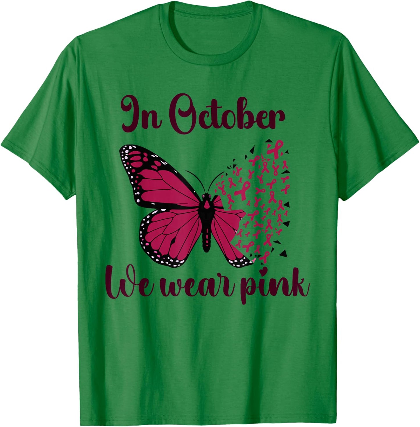 Halloween In October We Wear Pink Breast Cancer Awareness T-Shirt - T-Shirt | Irish Green