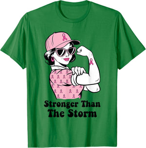 Stronger Than The Storm Breast Cancer Awareness T-Shirt - T-Shirt | Irish Green